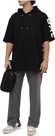 Balmain Mens Short Sleeve Hooded Pullover - Black Cotton - Size 3XL