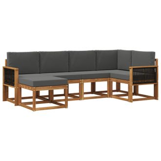 vidaXL Conjunto De Sof&aacute;s De Exterior 6 Pcs Natural Y Antracita Vidaxl