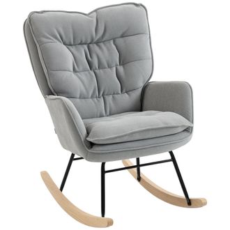 OEM Silla Mecedora Con Patas De Madera De Haya Y Reposabrazos Mecedora Para Lactancia Carga 120 Kg Para Dormitorio Gris