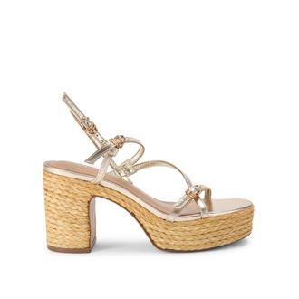 Steve Madden Womens Jayce Gold Raffia Sandals - Size UK 7