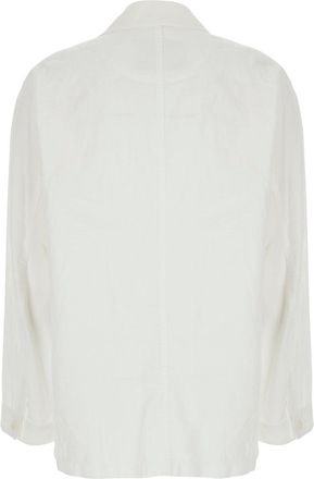 Dunst Womens Jacket With Wide Collar, White Cotton Blazers
