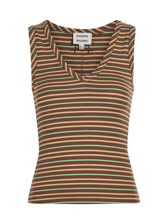 Damson Madder Arlea Striped Ribbed Cotton-blend Tank - Multicoloured - 10 (UK10 / S)