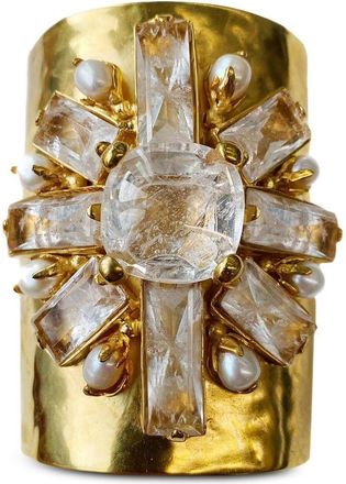 Goossens Manchette Stones cuff bracelet - unisex - quartz/24kt Gold Plate - M