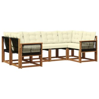 vidaXL Conjunto De Sof&aacute;s De Exterior Con Coj&iacute;n 6 Pcs Natural Y Crema Vidaxl