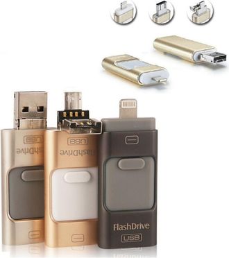 Trade Shop Trade Shop - 3 En 1 Flashdrive 16gb Usb Desapareci&oacute; Para El Archivo De Memoria De Datos De Pc De Smartphone