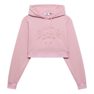 GCDS Lounge Logo Crop Hoodie - Dames - Hoodies - Roze - M - Hoodies & sweatvesten