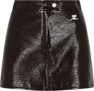 Courr&egrave;ges Reedition Vinyl Mini Rok - Dames - Korte rokken - Bruin - XS - Katoen - Rokken