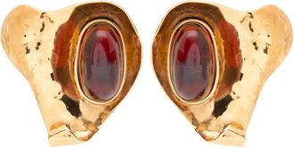 Saint Laurent Petal Sculpted Clip-on Drop Earrings - Gold - One Size