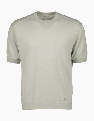 C.P. Company Mens Linen Knitted T-Shirt - Green - Size: 36