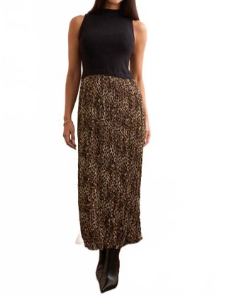 Tribal Sleeveless Twofer Maxi Dress In Black