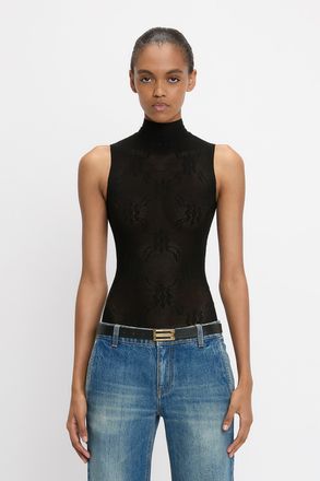 Victoria Beckham High Neck Bodysuit In Black - XS - Womens