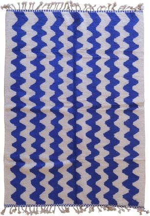 AFK Living Alfombra marroquí contemporánea de lana azul 203 x 294 cm