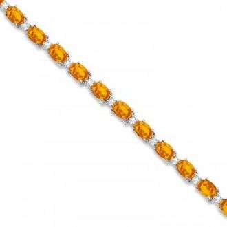 Allurez Citrine & Diamond Tennis Link Bracelet 14k White Gold (12.00ct)