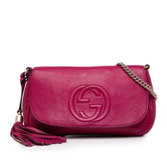 Gucci Tweedehands Medium Leren Soho Chain Flap Crossbody