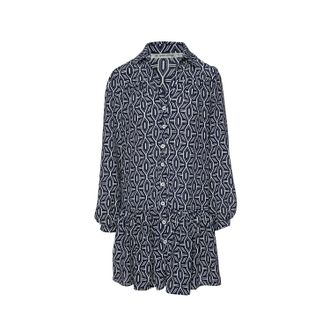 Móveis Conquista Womens Navy and White Print Dress with Buttons - Size Small