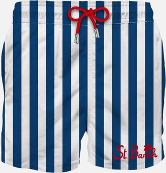 MC2 Saint Barth Man Classic Swim Shorts With White And Blue Stripes