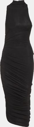 Jacquemus Black Jersey Ruched La Robe Piazza Midi Dress