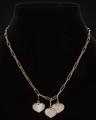 Meshmerise 18K Over Silver Gemstone Paperclip Necklace