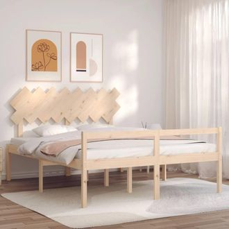 Berkfield Home Bed Frame with Headboard 160x200 cm Solid Wood in Brown