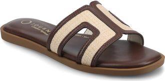 Journee Collection Primah Slide Sandal in Chocolate Raffia at Nordstrom Rack, Size 6.5
