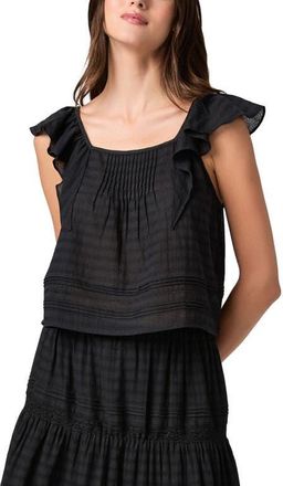 Paige Oaks Pintuck Ruffle Top in Black at Nordstrom, Size Xx-Small