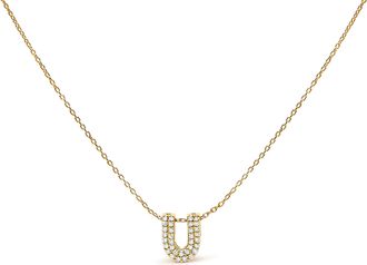 House of Brilliance 10K Gold Diamond Accent A-Z Initial Bubble Pendant Necklace