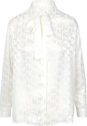 Msgm The Mwave Jacquard Satijnen Overhemd - Dames - Overhemden - Wit - M - Satijn - Overhemden