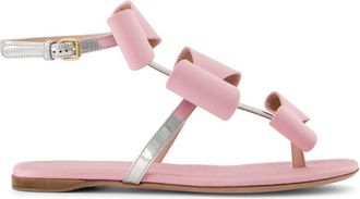 Giambattista Valli bow-detail flat sandals - women - Calf Leather/Calf Leather/Calf Leather - 35 - Pink