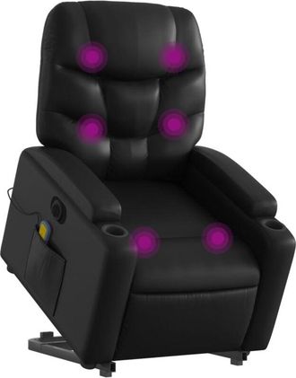 vidaXL Vidaxl - Sill&oacute;n De Masaje Elevable El&eacute;ctrico Cuero Sint&eacute;tico Negro
