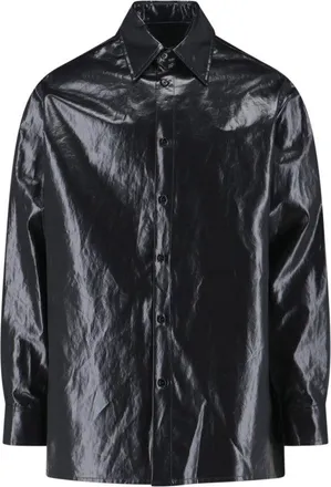 Maison Margiela Button-Up Black Shirt With Tailored Fit And Pointed Collar