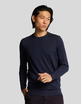 Lyle & Scott Lyle And Scott Mens Superfine Cotton Crew Neck Jumper - Navy - Size: 44
