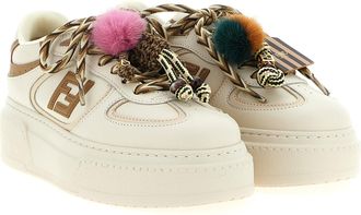Fendi Womens Multicolor Calfskin Platform Sneakers
