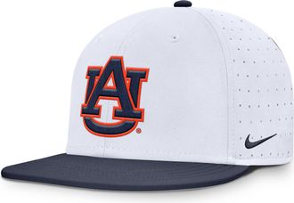 Nike Auburn Dugout True Nike Mens Dri-FIT College Fitted Hat in White | NC14081KAUN-J26