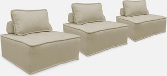 Sweeek Sweeek - Sof&aacute; Modular En Tela Lisa, 3 Plazas, Dao, Beige, 90x90x40 Cm