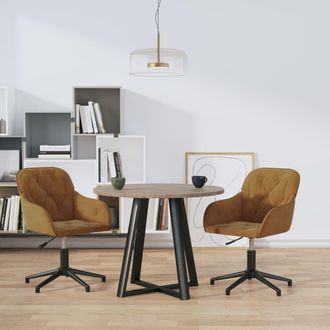 vidaXL Vidaxl - Sillas De Comedor Giratorias 2 Unidades Terciopelo Marr&oacute;n