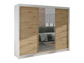 Mirjan24 Mobilier1 - Armario Closico 158, Roble Artisan + Blanco, 215x200x58cm, Puertas De Armario: Correderas, N&uacute;mero De Estantes: 0