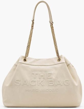 Marc Jacobs the Sack Bag White Shoulder Bag With Logo Embossed On The Front In Leather Woman
