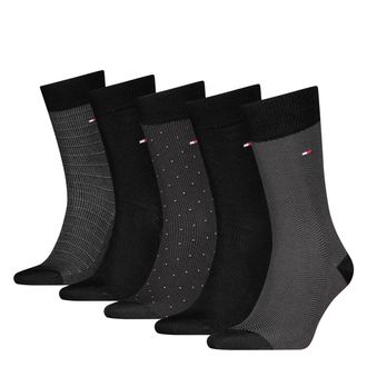 Tommy Hilfiger Mens Herringbone Dot Classic Sock, Black, 39-42 (Pack of 5)