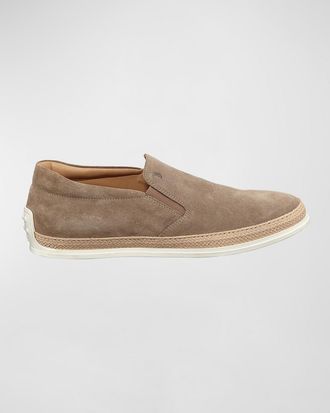 Tod's Suede Espadrille Slip-On Sneaker, Tan