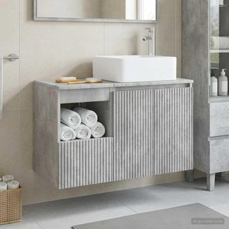 vidaXL Vidaxl Set Di Mobili Per Il Bagno 2 Pz Grigio Cemento