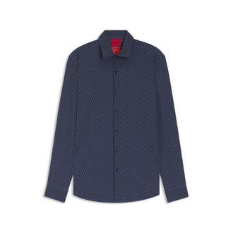 HUGO BOSS Printed slim-fit shirt in performance-stretch jersey