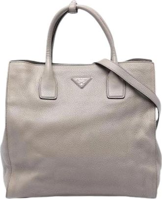 Prada Pre-owned Vintage Satchel - Dames - Vintage Shopper - Grijs - ONE Size - Leer - Vintage