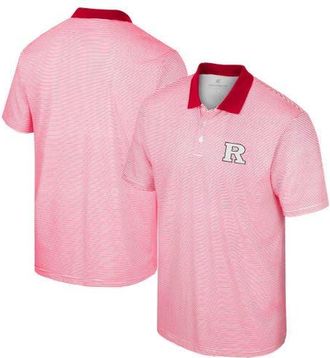 Colosseum Mens Colosseum White/Scarlet Rutgers Scarlet Knights Print Stripe Polo at Nordstrom, Size Xx-Large