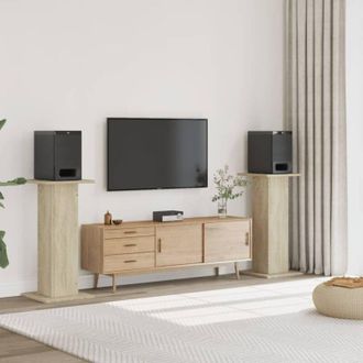 vidaXL Soportes Altavoces 2 Uds Madera Roble Sonoma 30x30x95 Cm Vidaxl