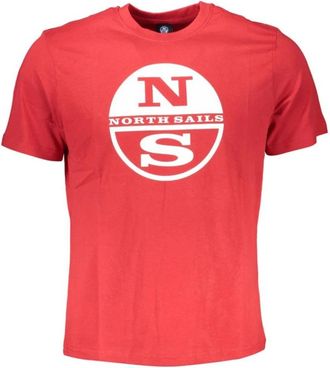 North Sails Rode Katoen Print Logo T-Shirt - Heren - T-shirts - Rood - M - Katoen - Tops