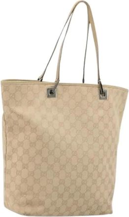 Gucci Pre-owned Tote Bags, female, Beige, Size: ONE SIZE Pre-owned Vintage GG Canvas Tote