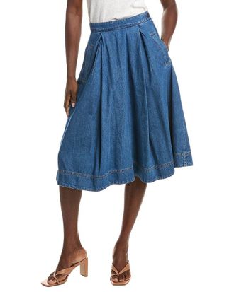 Max Mara Dry Pleated Denim Skirt