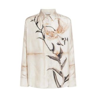 Pierre-Louis Mascia Shirts, female, Beige, Size: XL Printed Silk Trousers