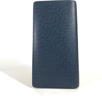 Louis Vuitton Navy Taiga Leather Long Wallet (Bi-Fold) (Pre-Owned)
