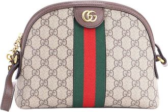 Gucci Brown Gg Coated Canvas Ophidia Dome Shoulder Bag Small (Authentic Pre- Loved)